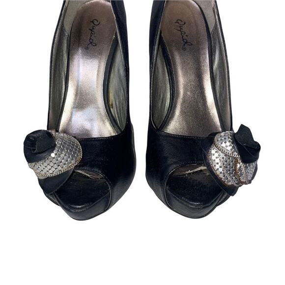 Qupid open toe tall high heels with a flower toe detailing SZ 7.5 - Picture 4 of 13
